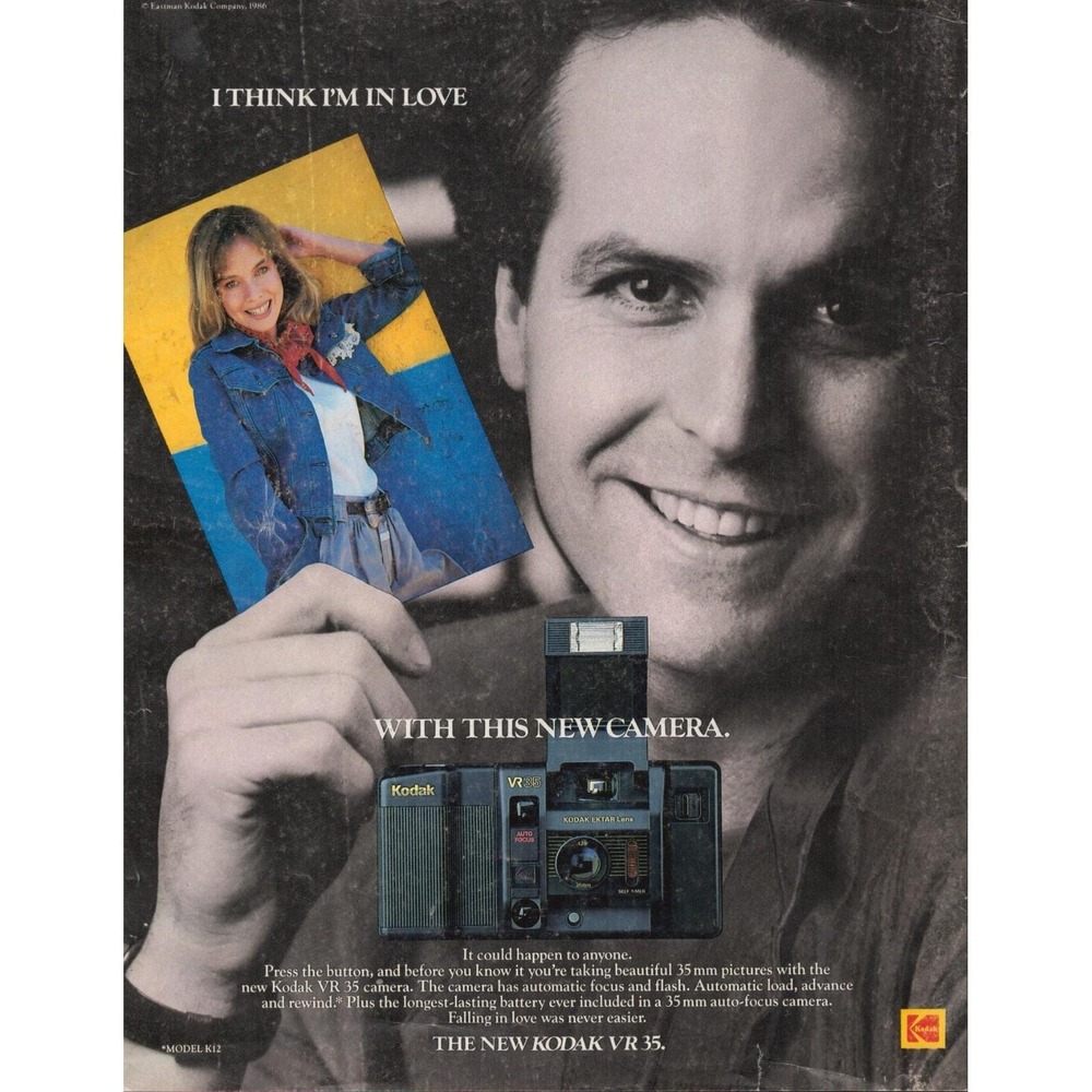 Kodak VR35 Autofocus Camera I Think I'm in Love Vintage Print Ad 1986‎